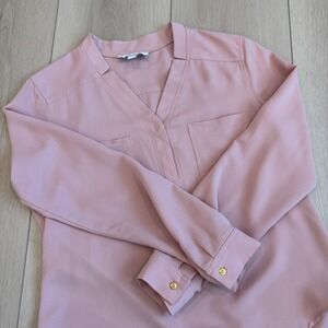 Nine West Pink Blouse Women's Size S Long Sleeve Business Casual Top